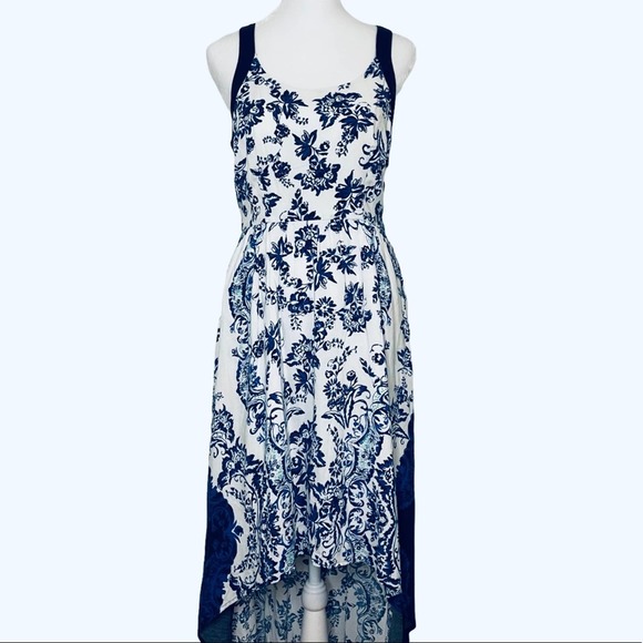 ELLE Women’s Blue & White Floral Hi-Low Maxi Dress Sz XS - Picture 6 of 8